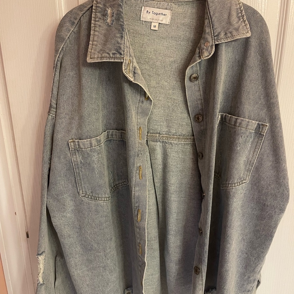 By Together Distressed Blue Denim Shirt